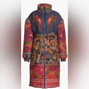 Farm Rio Reversible Quilted Maxi Puffer Jacket with Belt